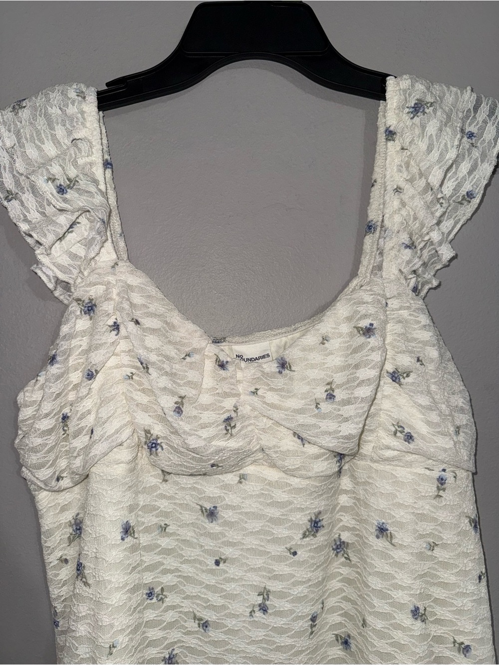 No Boundaries Women’s White Floral Sleeveless Ruffled Mini Dress XL - Picture 4 of 6